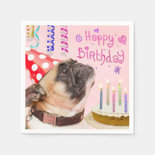 Party Pug and Birthday Cake Napkin