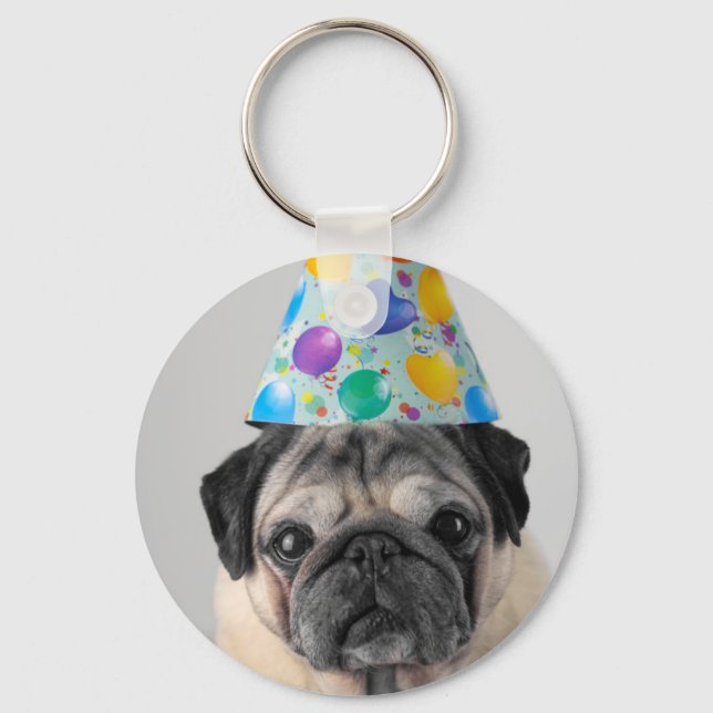 Party Pug Keychain (Front)