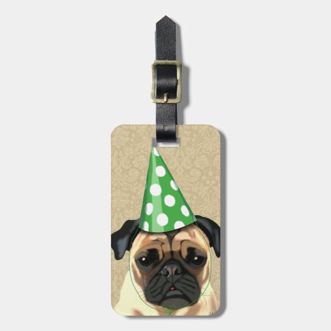 Party Pug Luggage Tag (Front Vertical)