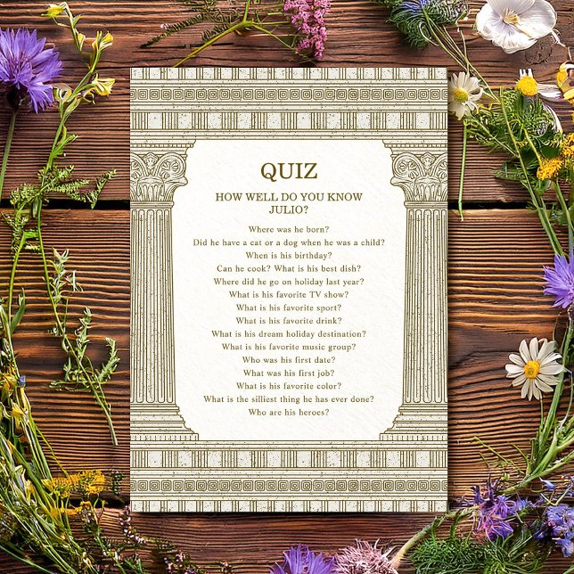 Party Quiz Toga Birthday with temple columns Invitation (Creator Uploaded)