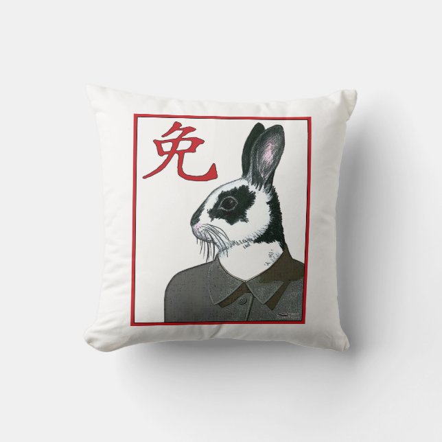Party Rabbit Throw Pillow (Front)