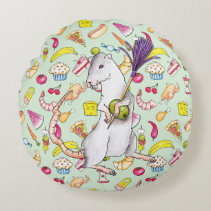 Party rat round pillow