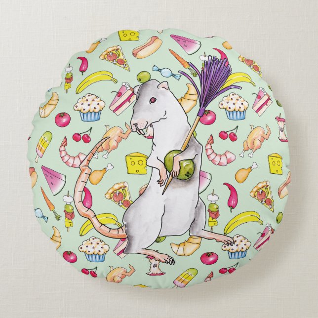 Party rat round pillow (Front)
