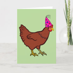 PARTY ROOSTER chicken BIRTHDAY GREETING CARD