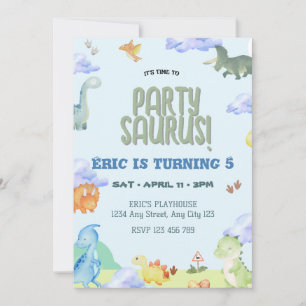 Party Saurus Dinosaur Birthday Invitation