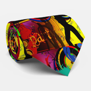 Party Scen With Dancers Glow Colours Necktie
