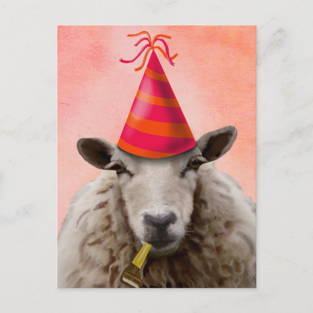 Party Sheep 2 Invitation Postcard (Front)