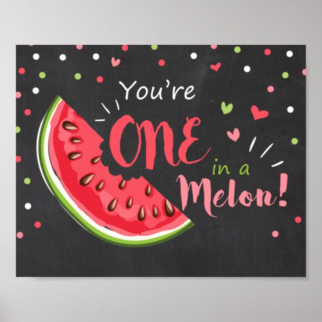 Party sign One in a melon Birthday decor nursery (Front)