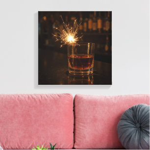 Party Sparkler In a Glass Of Whiskey Canvas Print