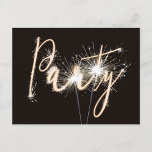 Party Sparklers on Black Postcard