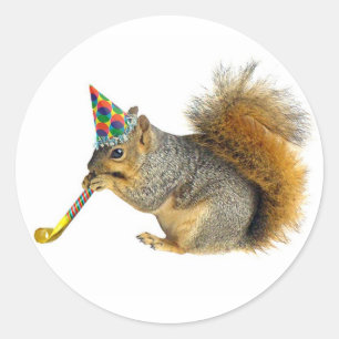 Party Squirrel Classic Round Sticker