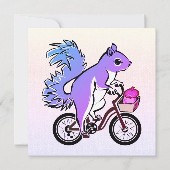 Party Squirrel Riding a Bicycle Holiday Card (Front)