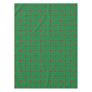 Party Stars Red on Green Tablecloth