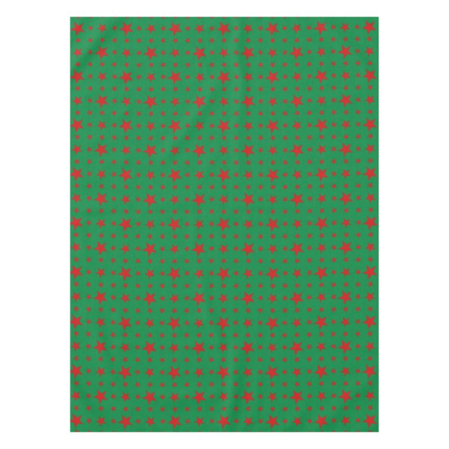Party Stars Red on Green Tablecloth (Front)