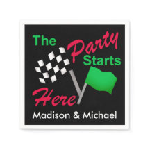 Party Starts Here Race Flag Name Personalized