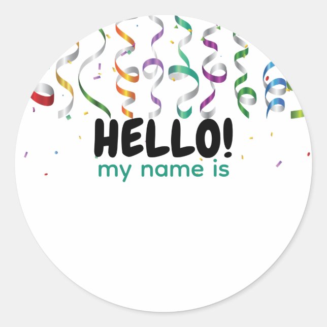 Party Streamers Hello Name Tag (Front)