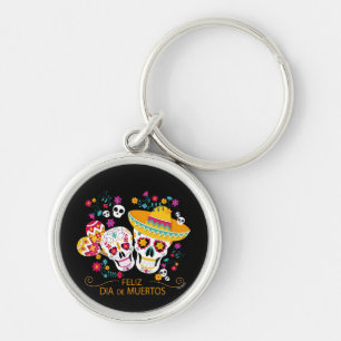 Party Sugar Skulls and Flowers Keychain