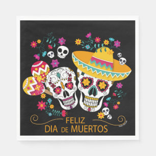 Party Sugar Skulls and Flowers Napkin