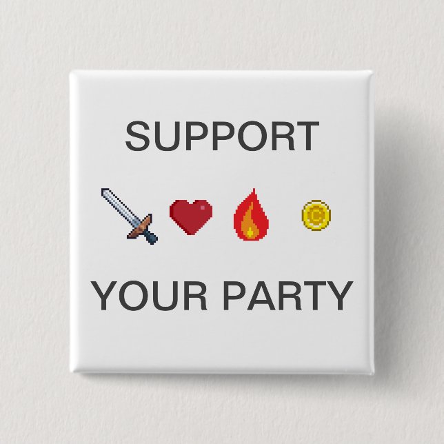 Party Supporter 2 Inch Square Button (Front)