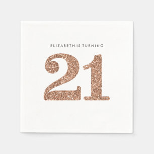 PARTY TABLE LARGE AGE modern 21 rose gold glitter Napkin
