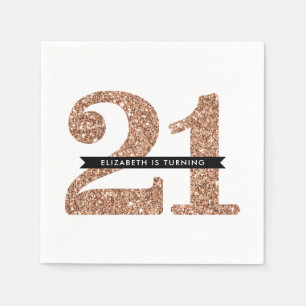 PARTY TABLE LARGE AGE modern 21 rose gold glitter Napkin
