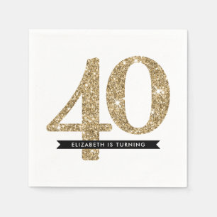 PARTY TABLE LARGE AGE modern 40 gold glitter Napkin