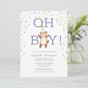 Party Teddy Bear It's A Boy Baby Shower Invitation