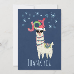 Party Thank You Christmas Llama with Snowflakes
