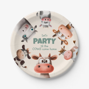 Party til the Cows Come Home Cute Birthday Paper Plate