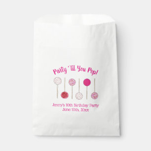 Party Til You Pop Pink Frosted Cake Pops Favour Bag