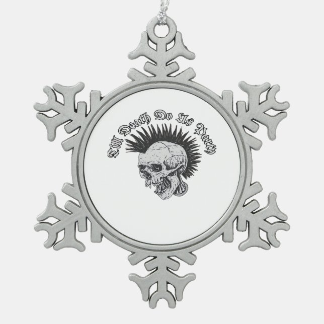 Party Till Death Do Us Party Halloween Snowflake Pewter Christmas Ornament (Front)