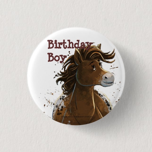 Party Time Appaloosa Horse 1 Inch Round Button (Front)