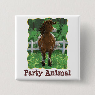 Party Time Appaloosa Horse 2 Inch Square Button