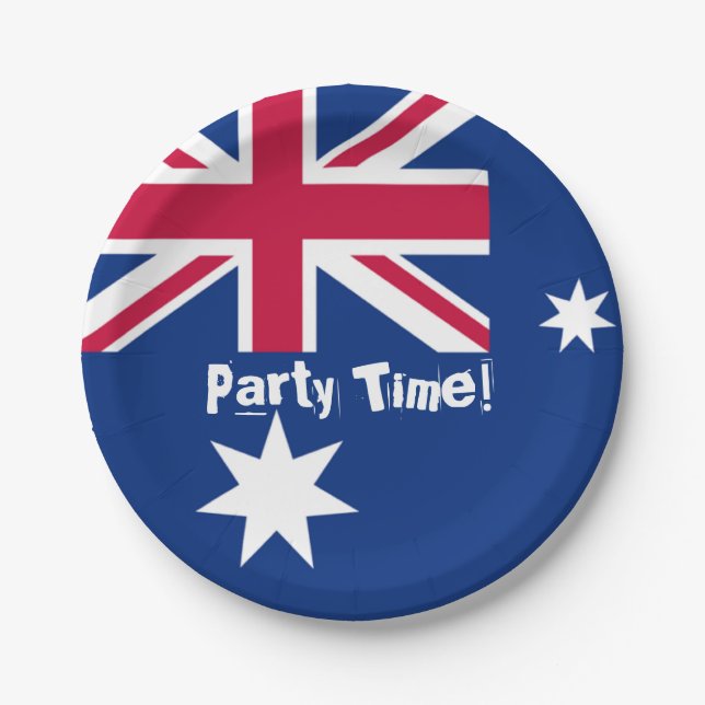 Party Time Australian Flag Paper Plates (Front)