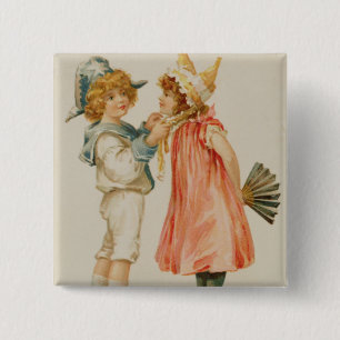 Party Time, Christmas postcard 2 Inch Square Button