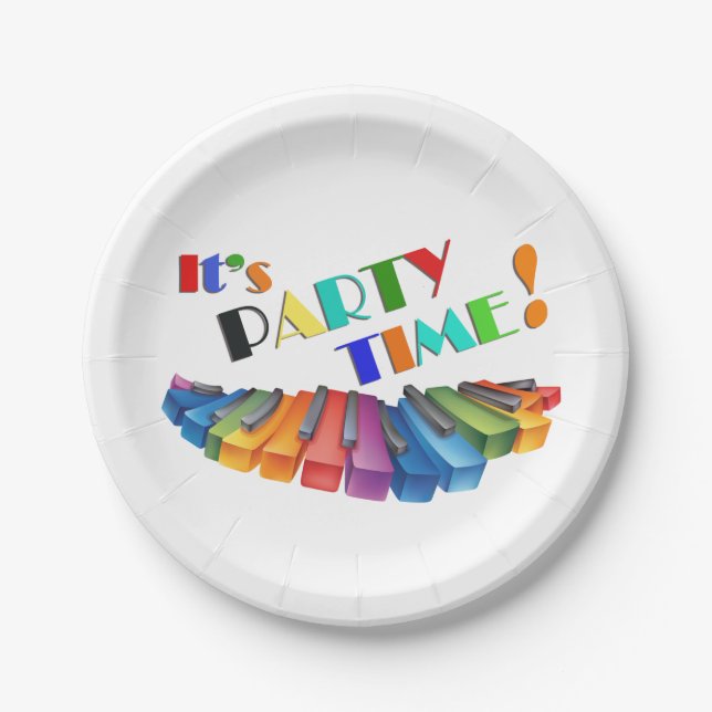 Party Time Colourful Keyboard Paper Plate (Front)