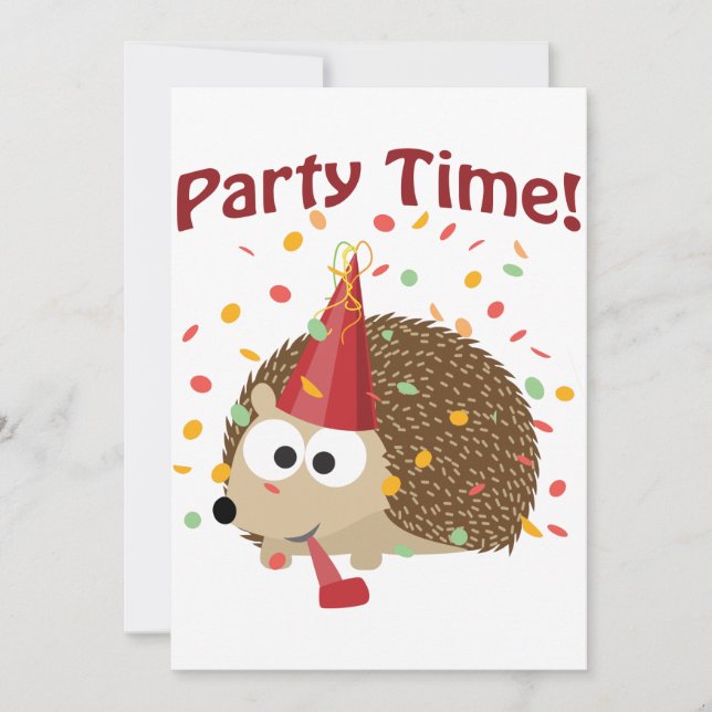 Party Time! Confetti Hedgehog Party Invitation (Front)