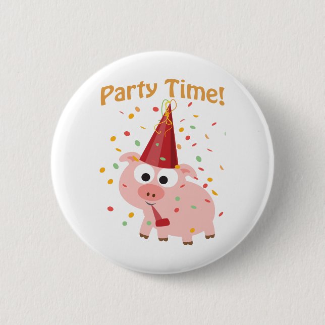Party time confetti Pig 2 Inch Round Button (Front)