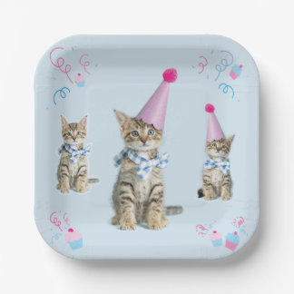 PARTY Time Cupcake Birthday Kitten Celebration Paper Plate