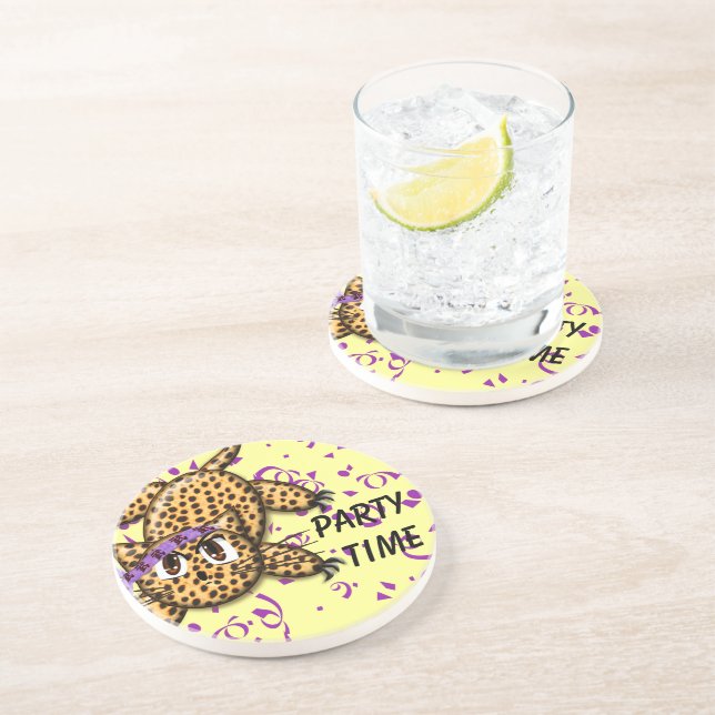 Party Time Cute Leopard Coasters (Side)