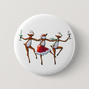PARTY TIME DANCING REINDEER by SHARON SHARPE 2 Inch Round Button