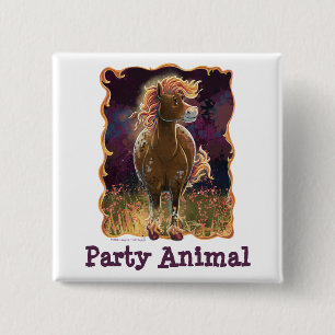 Party Time Fire Horse 2 Inch Square Button