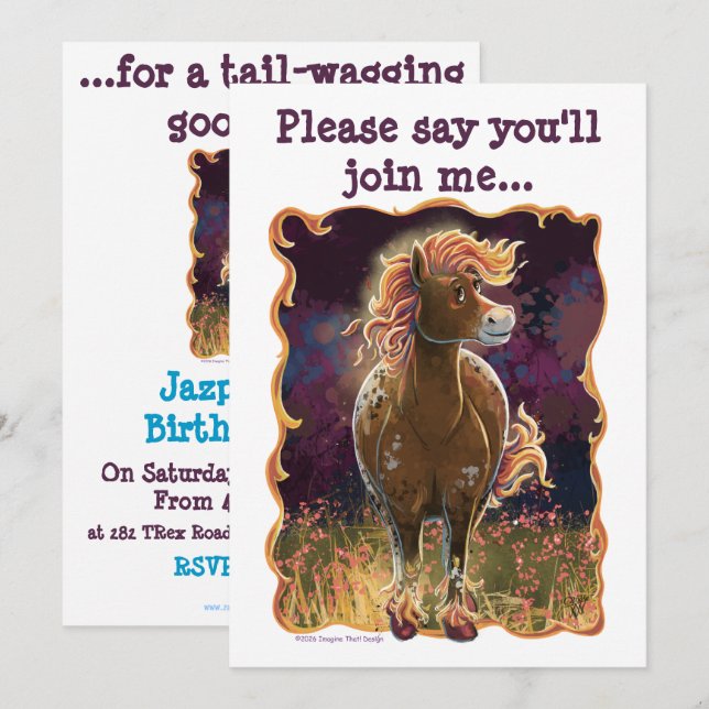 Party Time Fire Horse Invitation (Front/Back)