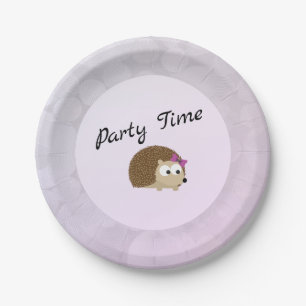 Party Time Girl Hedgehog Paper Plate