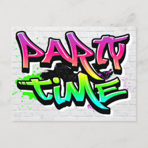 Party Time   Modern Graffiti Invite  Postcard