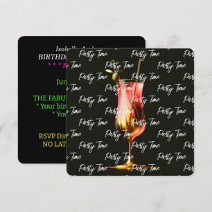 Party Time Neon Modern Personalized Invitation