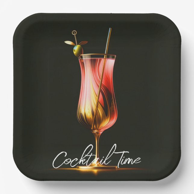 Party Time Neon Modern Personalized Paper Plate (Front)