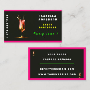 Party Time Neon Modern Personalized Professional Business Card