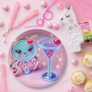 Party Time Neon Pink Paper Plate