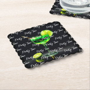 Party Time Neon Popular Personalized Paper Coaster